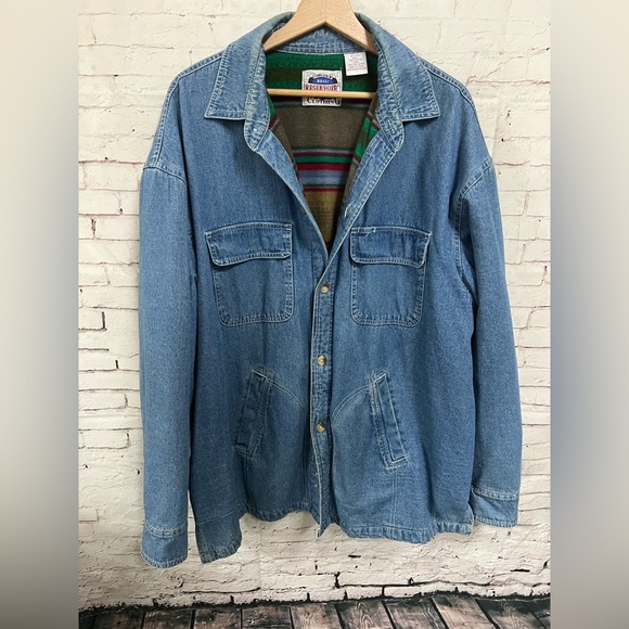 Vintage Other - Vintage Reservoir Sportswear Jacket Men XL Jean Denim Flannel Lined Work Shacket